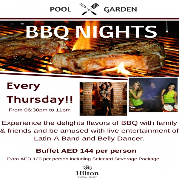 BBQ Dinner in the Pool Garden at Hilton Fujairah Resort